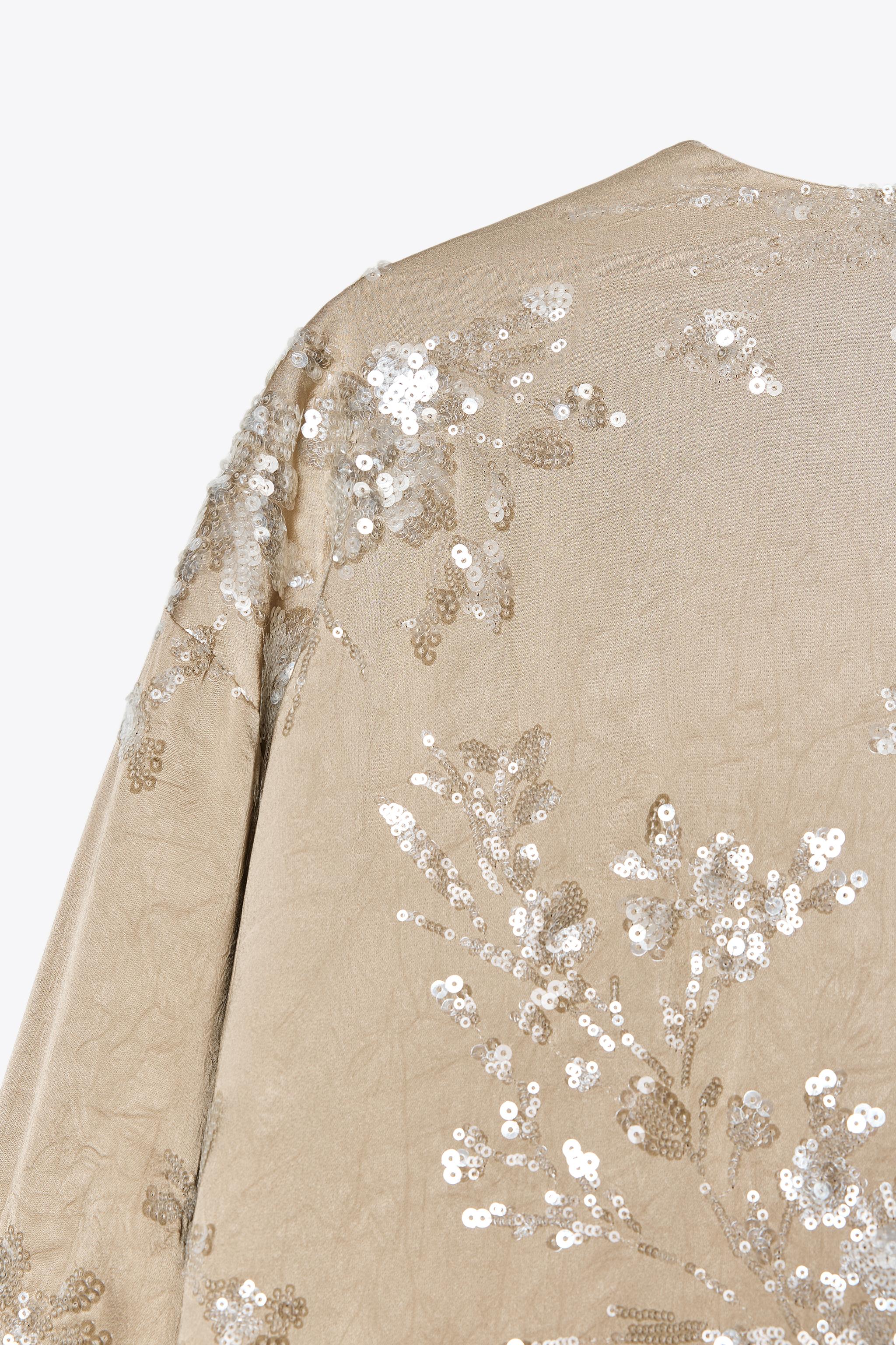 ZARA スパンコールキモノコート 3162/850 SEQUIN KIMONO COAT - Beige | ZARA United States
