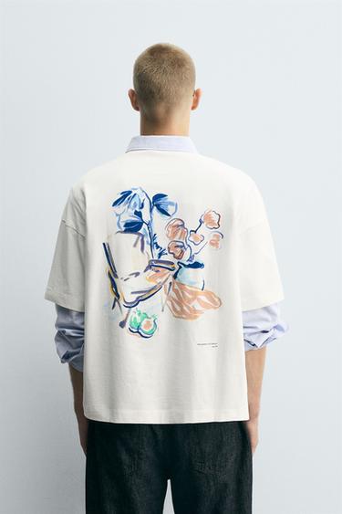 Zara COMBINED PRINT T-SHIRT - White