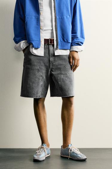 RELAXED FIT CARPENTER BERMUDA SHORTS - Dark grey by Zara