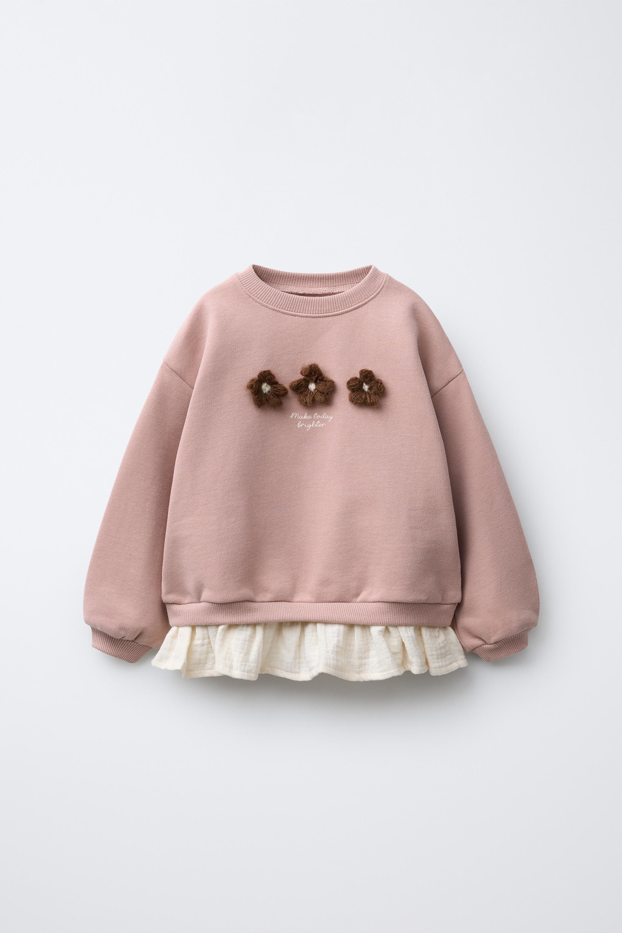 CONTRASTING FLORAL SWEATSHIRT - Dusty pink | ZARA United States
