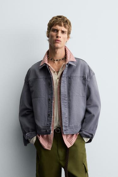 CAZADORA LAVADA BOXY FIT - Azulado de Zara