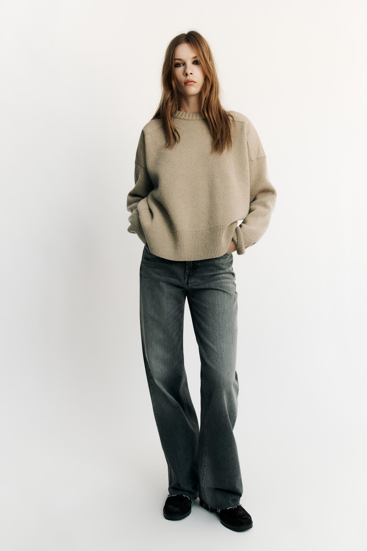 WOOL BLEND CONTRAST SHOULDER JUMPER