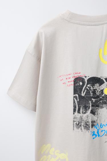 GRAFFITI PRINT T-SHIRT - Pearl grey by Zara - Image 3