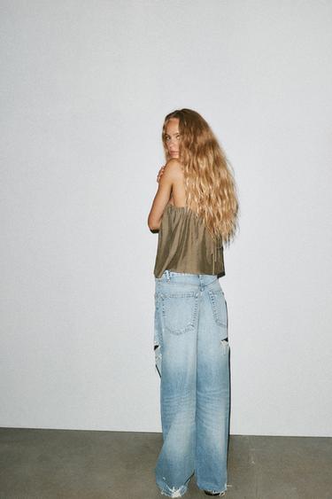 FLOWING STRAPPY BUTTON-UP TOP - mid khaki by Zara - Image 3