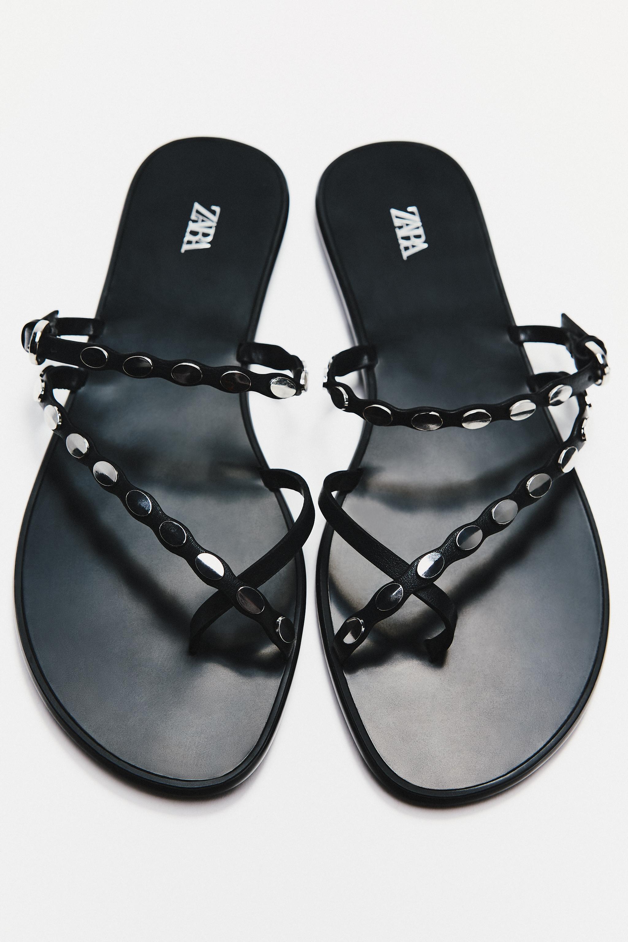 Sandalias negras planas zara retailer