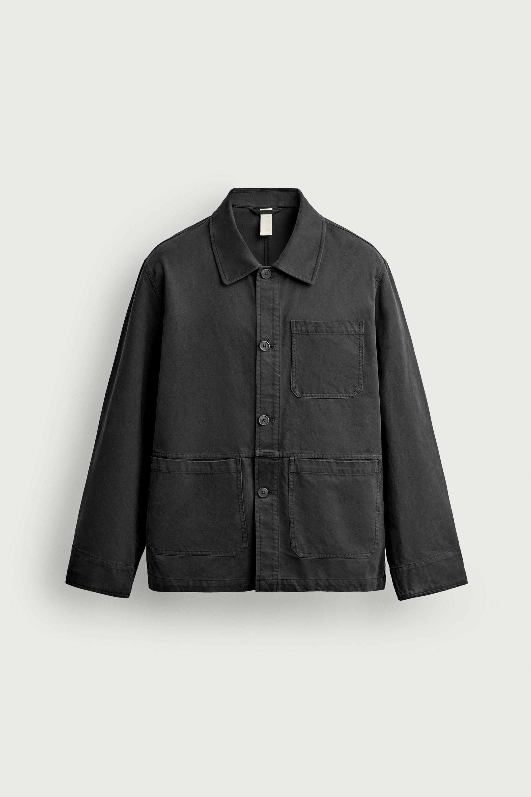 REGULAR FIT POCKET OVERSHIRT — Anthracite grey