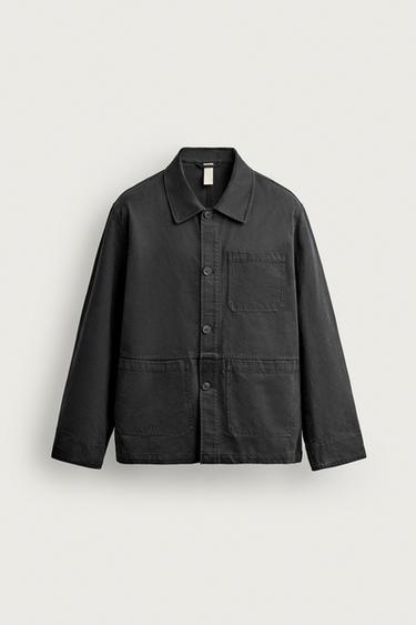 REGULAR FIT OVERSHIRT WITH POCKETS - Anthracite grey by Zara