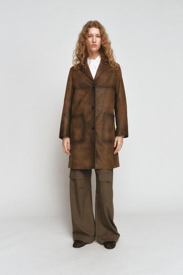 100% LEATHER COAT ZW COLLECTION LIMITED EDITION - Light brown by Zara - Image 3