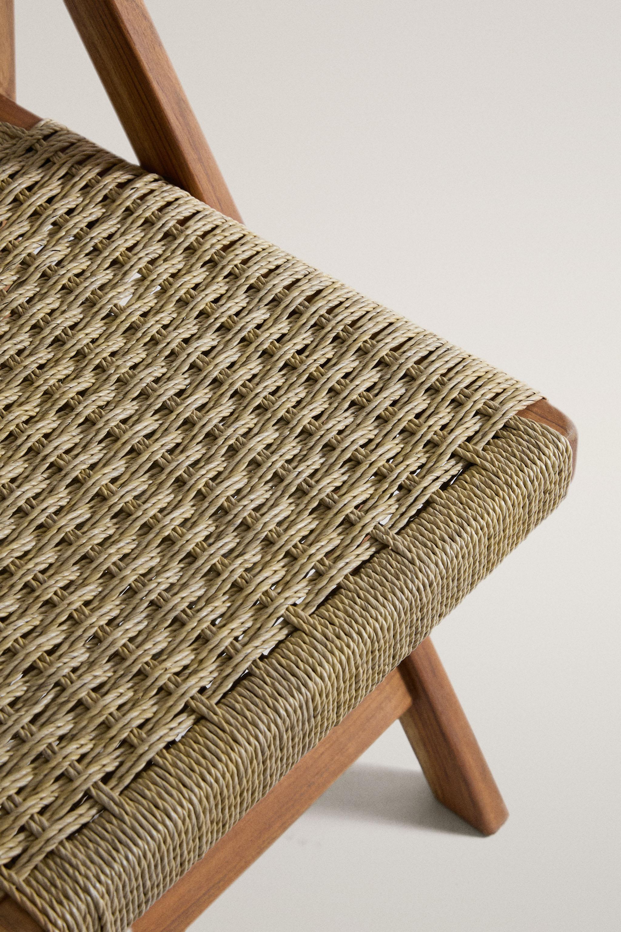 WOVEN TEAK FOLDING OUTDOOR CHAIR