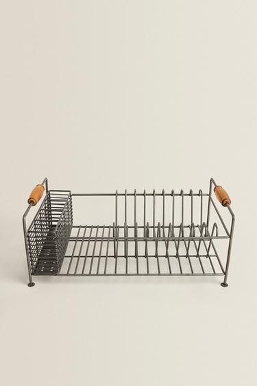 IRON AND ACACIA WOOD DISH DRAINER - Steel by Zara - Image 1