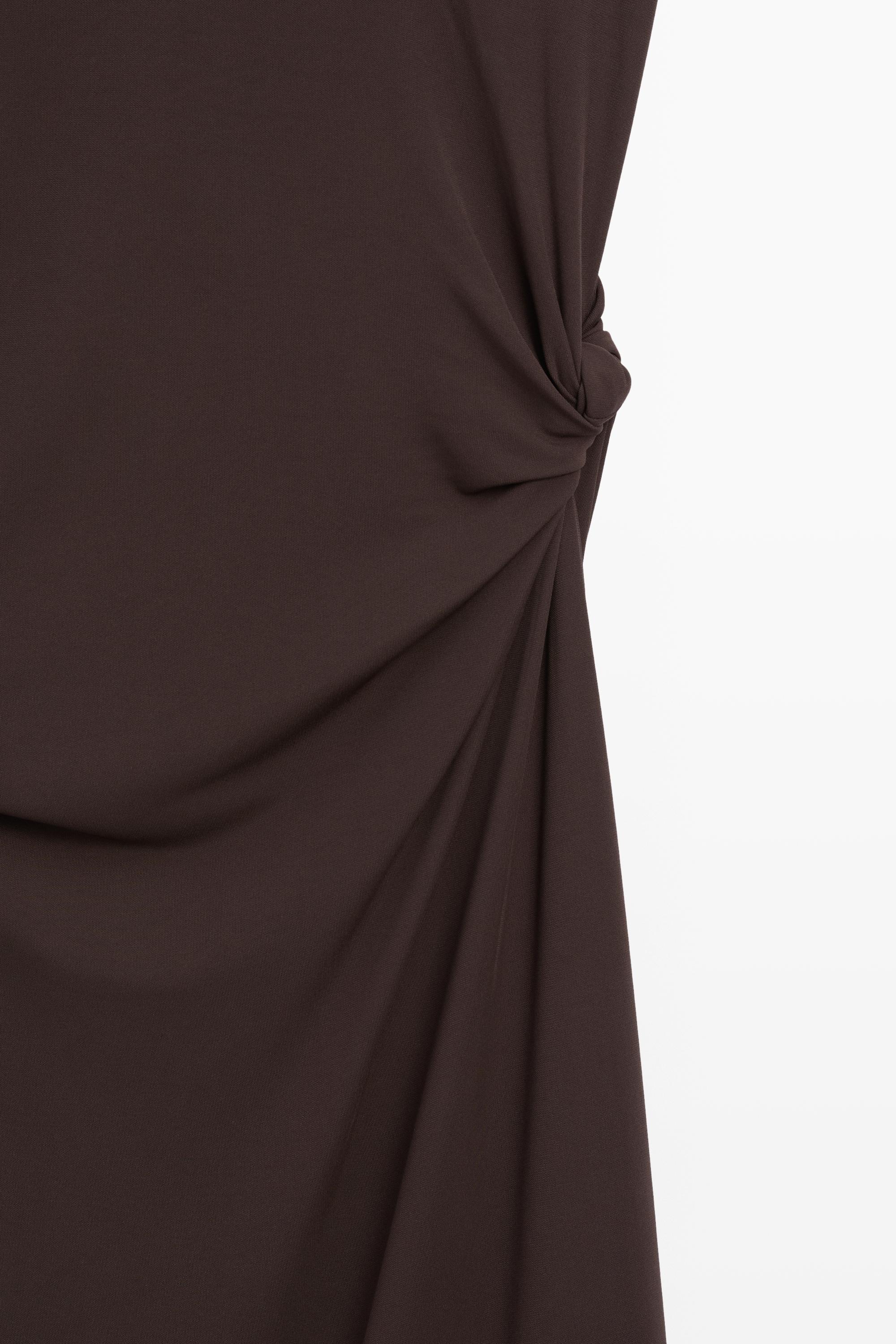 Asymmetric ruched midi dress