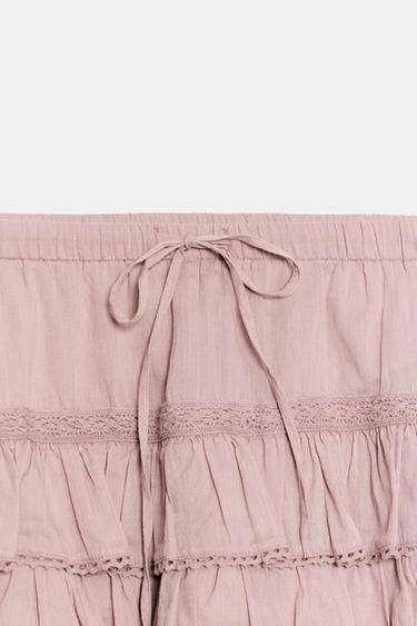 JUPE-PANTALON À VOLANTS - Rose pâle de Zara - Image 4