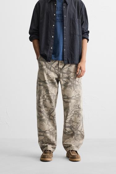 ABSTRACT PRINT CARPENTER TROUSERS - camel by Zara - Image 1