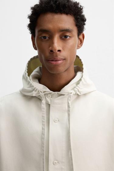 OVERSIZE FIT HOODED OVERSHIRT - White / Grey by Zara - Image 7