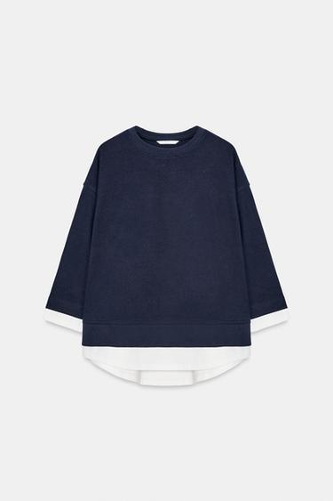CONTRAST LONG SLEEVE SWEATSHIRT - Navy blue by Zara
