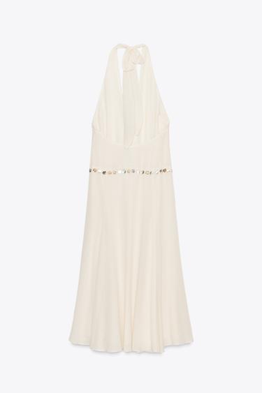 BEADED HALTER MIDI DRESS - Ecru by Zara - Image 2