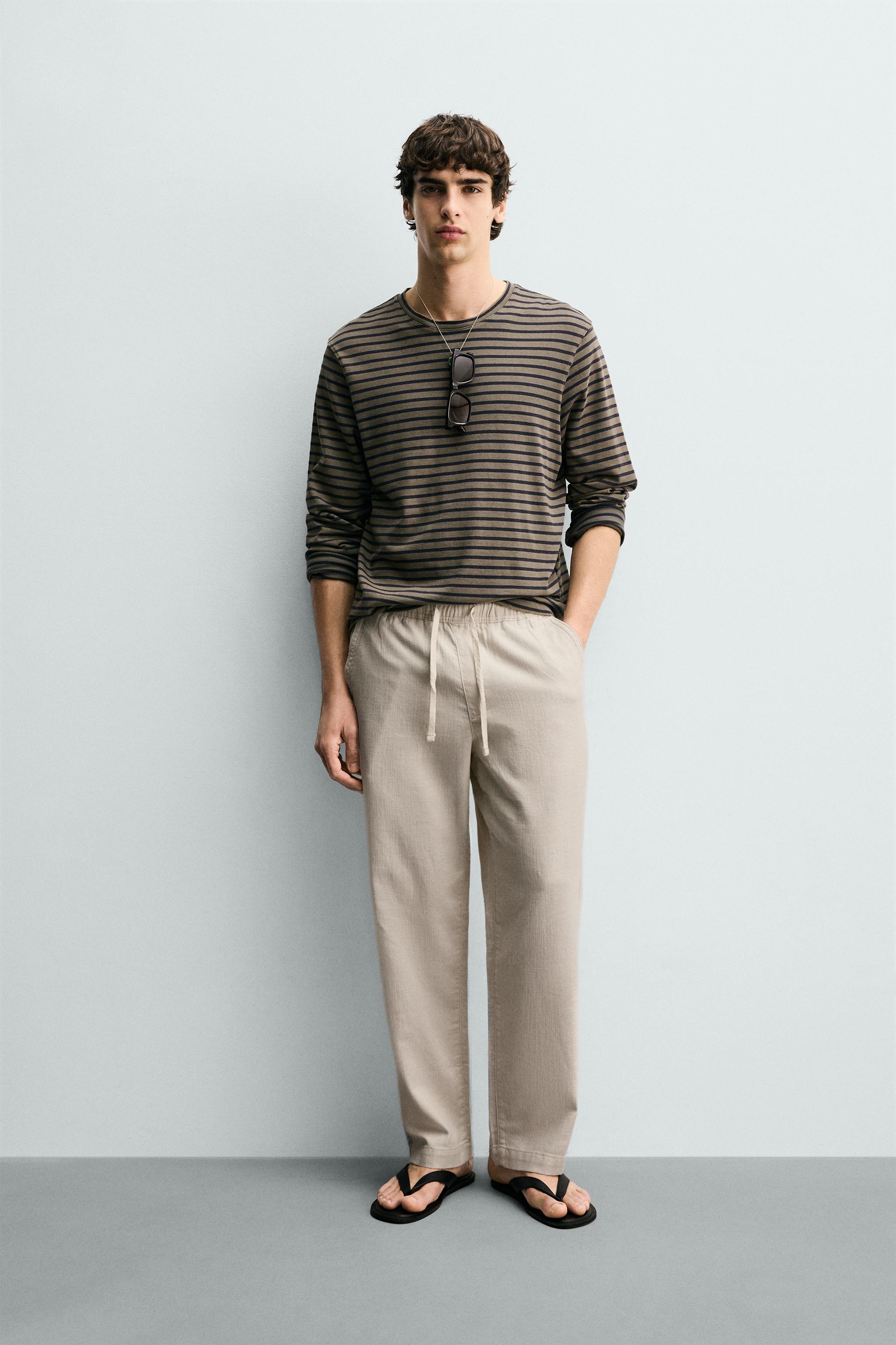 TEXTURED RELAXED FIT TROUSERS - Light beige | ZARA Turkey