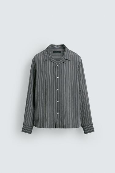 CREASED-EFFECT STRIPED FLOWING SHIRT - striped by Zara
