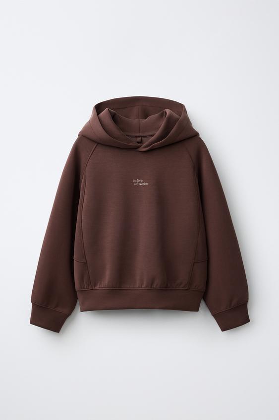 BLUZË HOODIE SPORTIVE ME KAPUÇ - Konjak nga Zara - Imazh 0