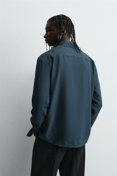 CHEMISE FLUIDE À PLIS NERVURÉS - Bleu de Zara - Image 2
