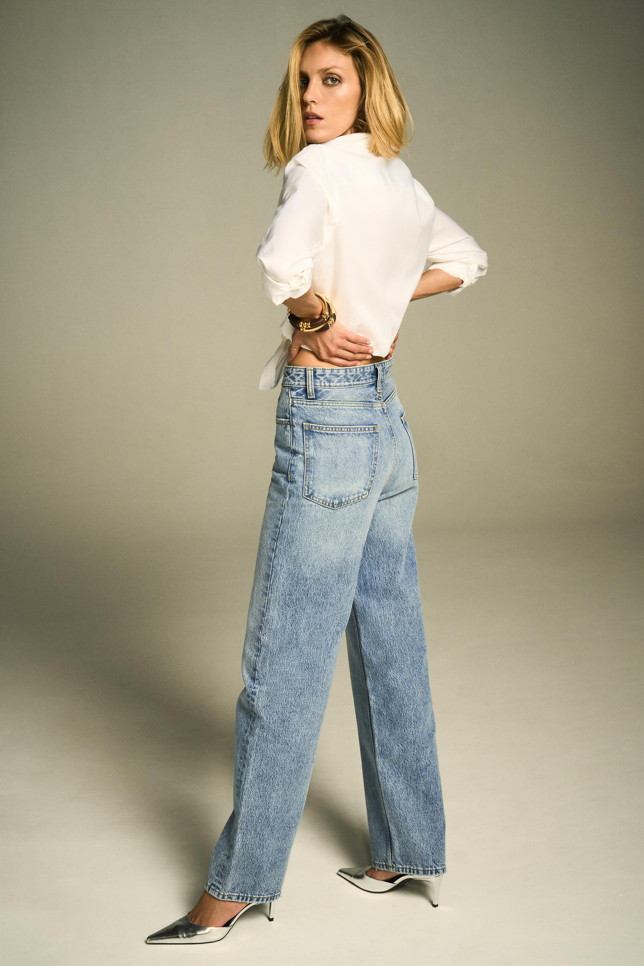 80s Retro Pants: 80s -Zena USA- Womens acid wash blue cotton denim high  waisted totally 80s tapered leg baggy fit jeans pants with diagonal side  entry front pockets, no back pockets. Slightly