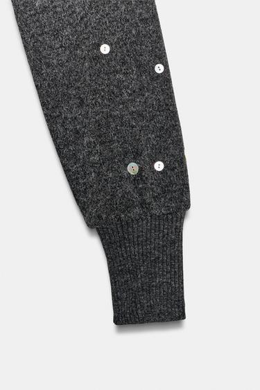 SOFT BUTTONED CROP TOP - Anthracite grey by Zara - Image 8