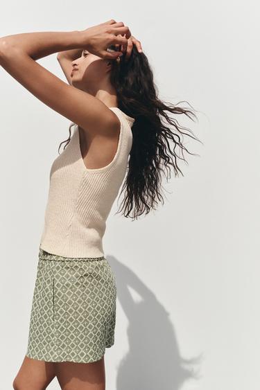 PERFORATED EMBROIDERED BERMUDA SHORTS - ecru/khaki by Zara - Image 2