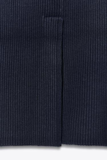 JUPE MIDI EN MAILLE CÔTELÉE - Bleu marine de Zara - Image 6