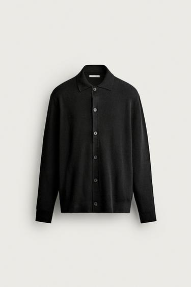 Zara 100%純棉針織開襟衫 - 沙色 / 斑紋