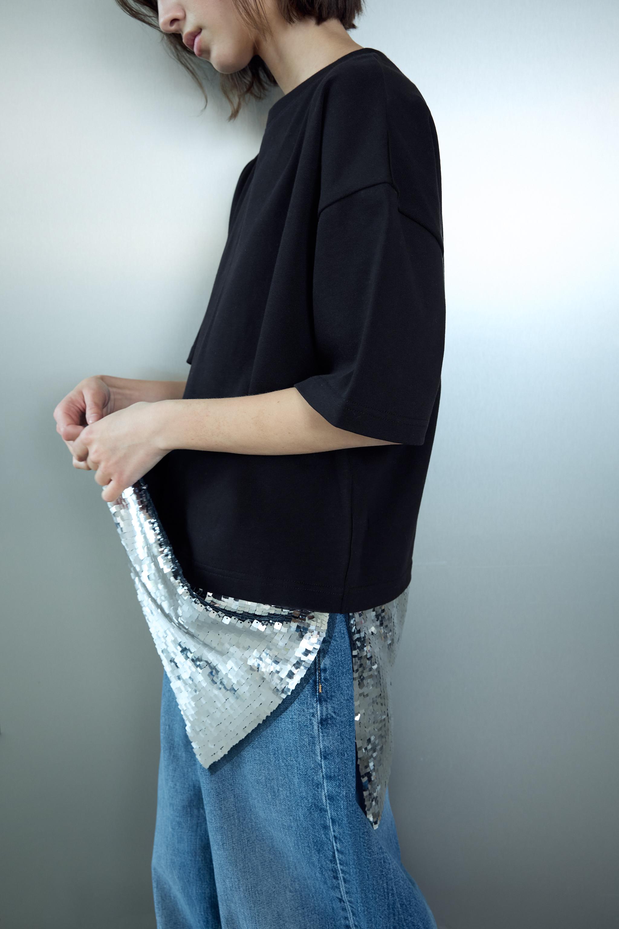 ASYMMETRIC SEQUIN T-SHIRT - Ecru | ZARA South Africa