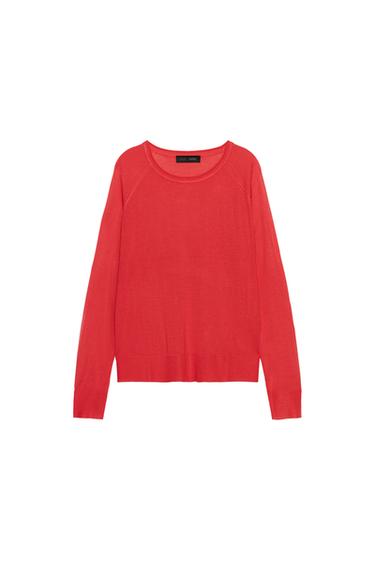 SWEATER BÁSICO DE MALHA FINA - Vermelho / Coral da Zara