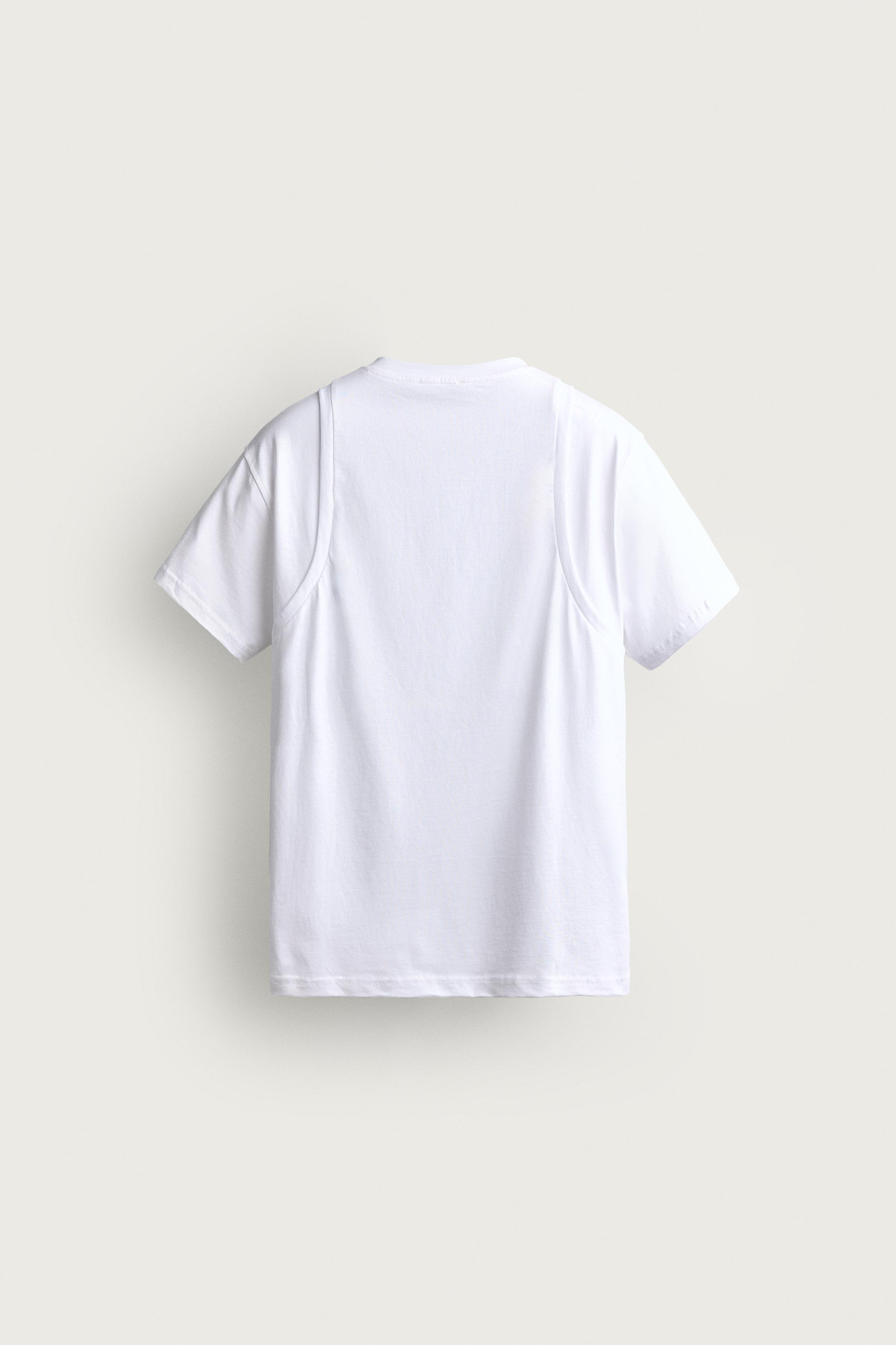 Мужские футболки Zara LAYERED EFFECT T-SHIRT — фото 7