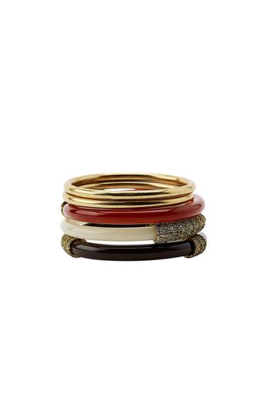 PACK OF 5 COMBINED RIGID BRACELETS - Golden by Zara