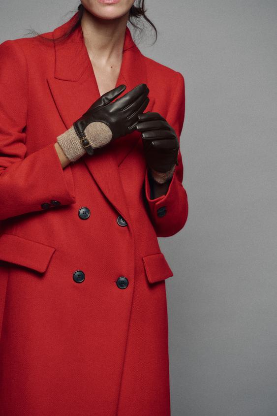 GANTS COURTS COMBINÉS MATIÈRE SYNTHÉTIQUE - Marron de Zara - Image 1