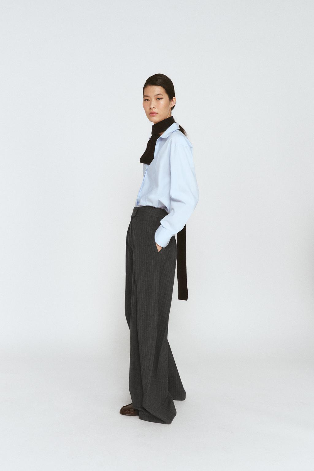ZARA ZW COLLECTION PLEATED WIDE LEG PANTS