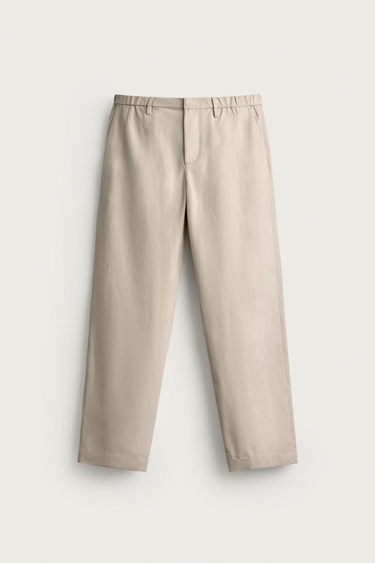 COMFORT RELAXED FIT PANTS — Ecru