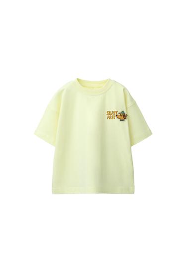 CAMISETA DINOSAURIO ENGOMADO - Amarillo flúor de Zara
