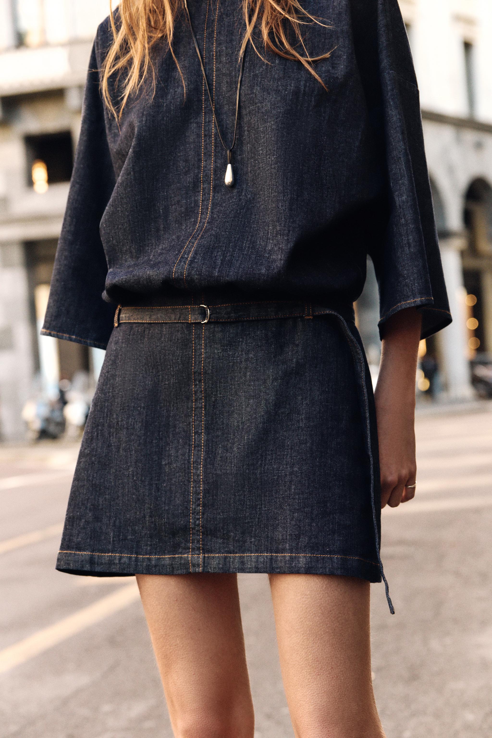 Z1975 BELTED DENIM DRESS