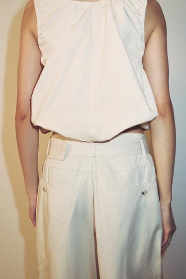 TOP BALLON POPELINE ENSEMBLE - Écru de Zara - Image 4