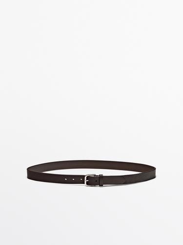 Zara Nappa leather belt with square buckle - Brown