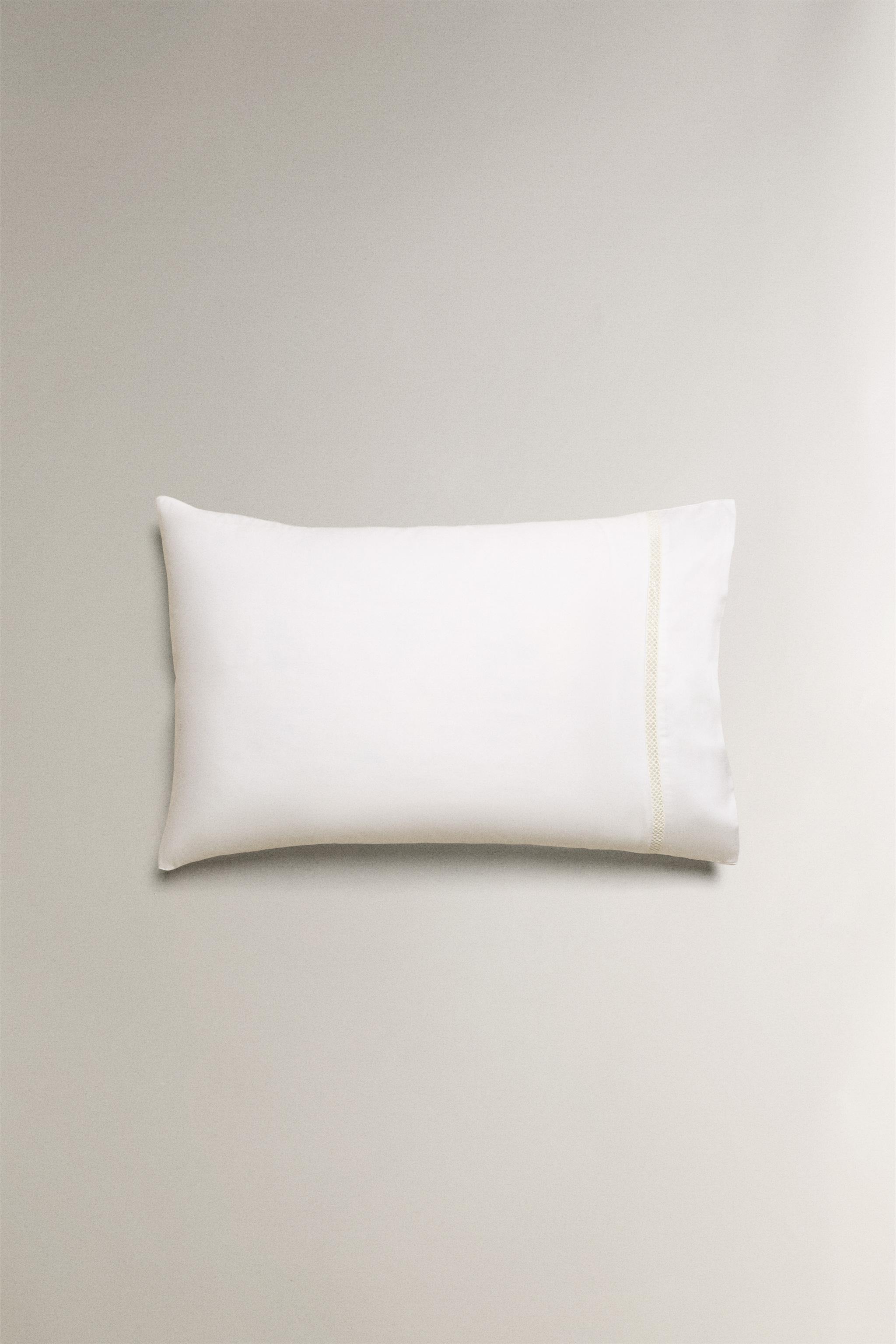 SATEEN PILLOWCASE WITH HEMSTITCHING EMBROIDERY