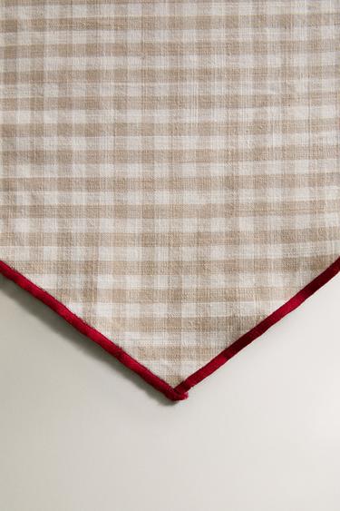 CHECK LINEN AND COTTON PET BANDANA - Light beige by Zara - Image 2