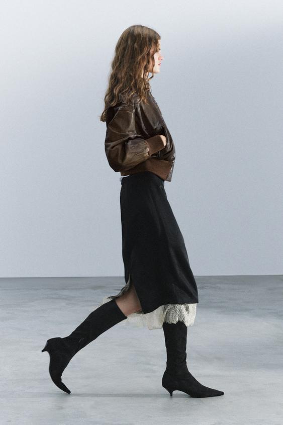 STRETCH KITTEN-HEEL BOOTS - Black by Zara - Image 0