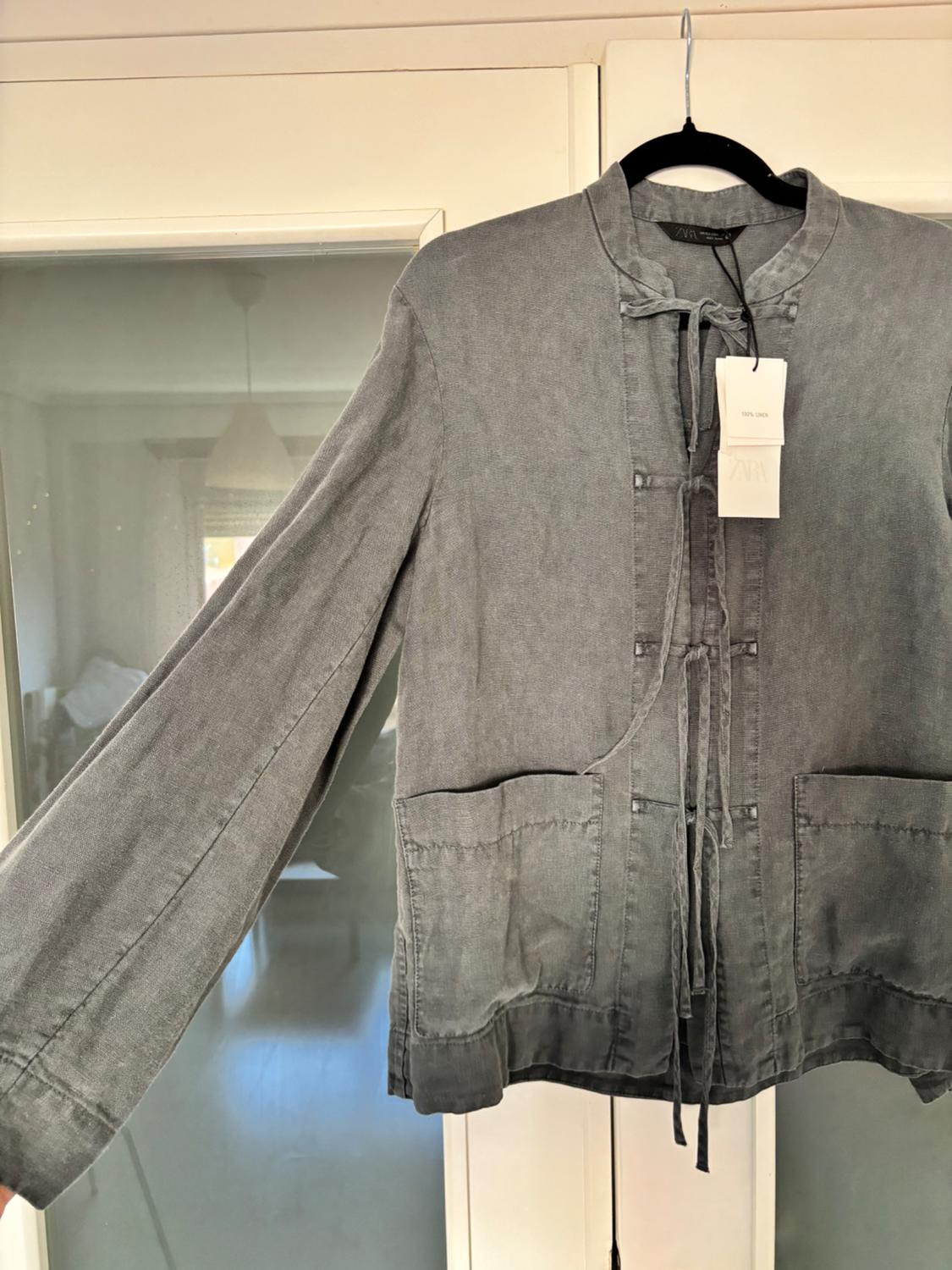 LINEN JACKET WITH TIES ZW COLLECTION - Image 2