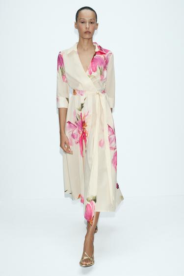 فستان ميدي بنقشة زهور ZW COLLECTION - متعدد الألوان by Zara