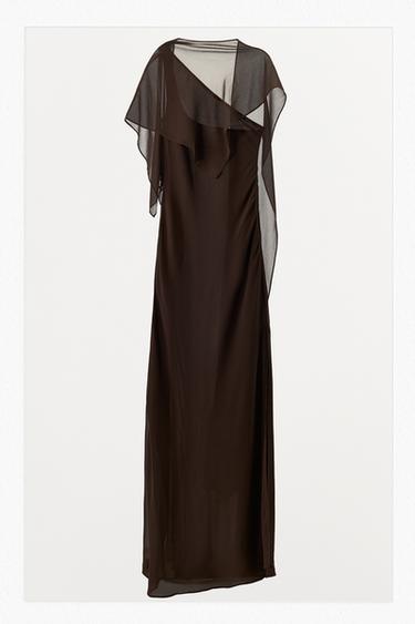 VESTIDO ASIMÉTRICO CAPA LIMITED EDITION - Marrón oscuro de Zara