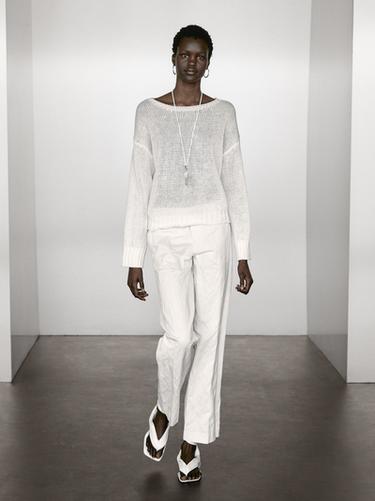 Zara 100% linen knit sweater - White