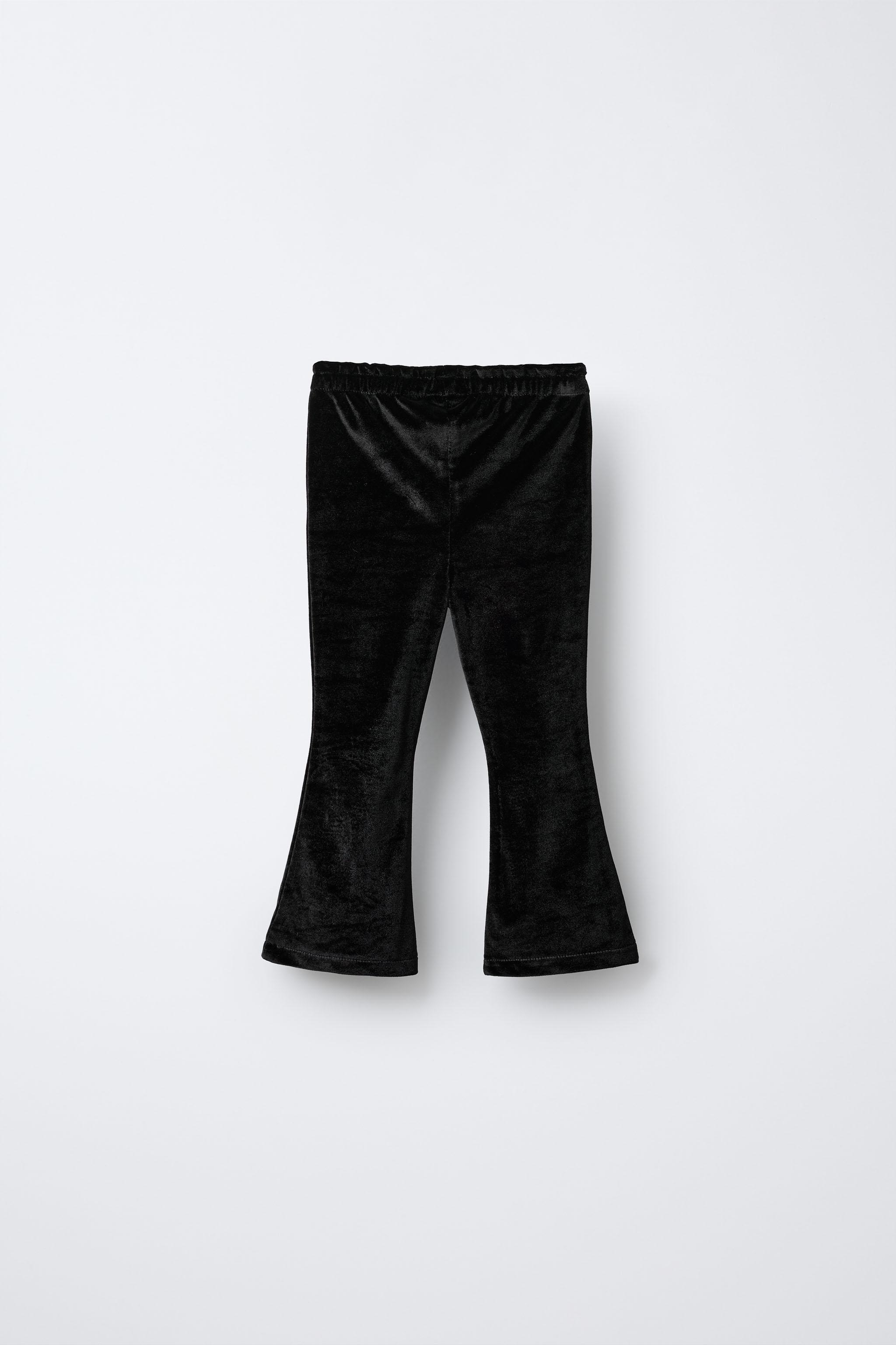 FLARE VELVET TROUSERS Black ZARA India - Main Image