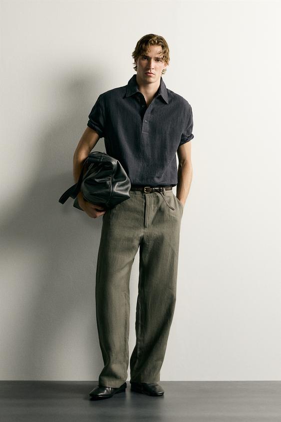 BOXY FIT %100 KETEN POLO GÖMLEK