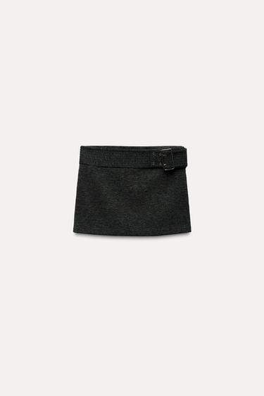 Zara BELTED MINI SKIRT - Anthracite grey
